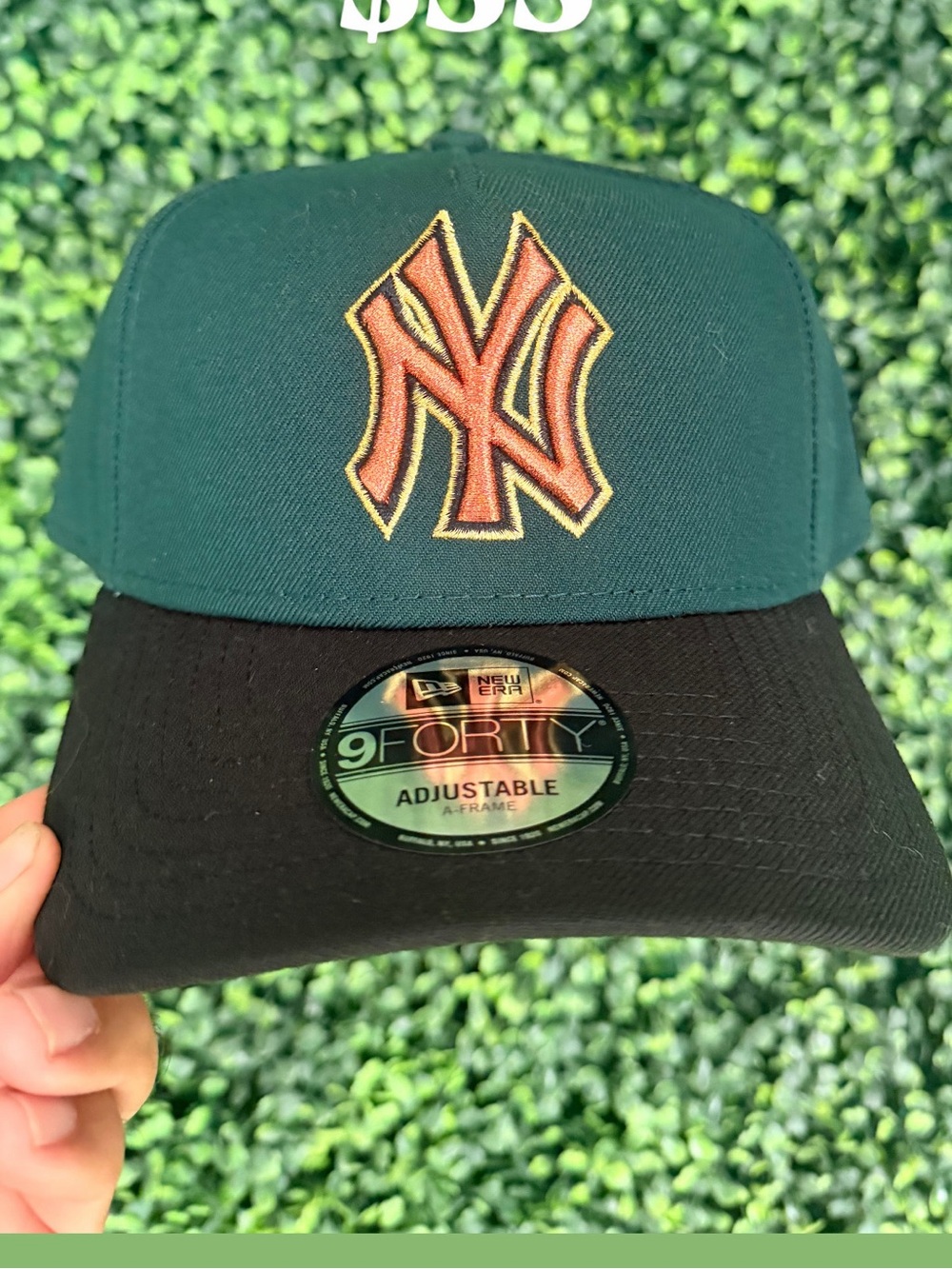 New Era Men’s Teal & Black NY Logo Adjustable Cap with Orange Accent